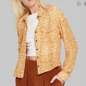 Floral Long Sleeve Cropped Shirt –79-104